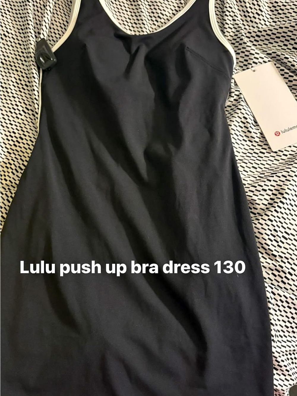 lululemon athletica Black Tank Dress with Cream Trim